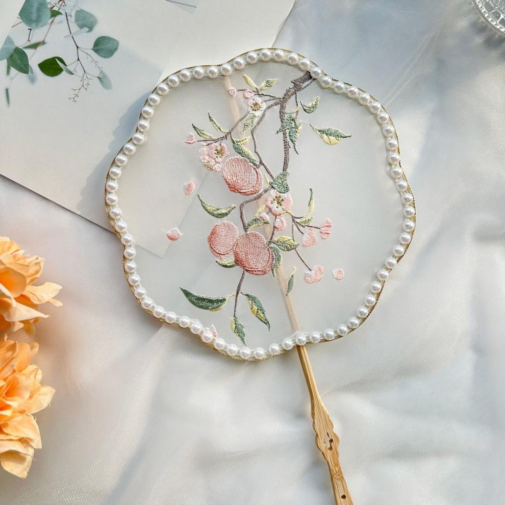 Ancient Style Tassel Round Fan — Hanfu Dance Fan for Adults & Kids