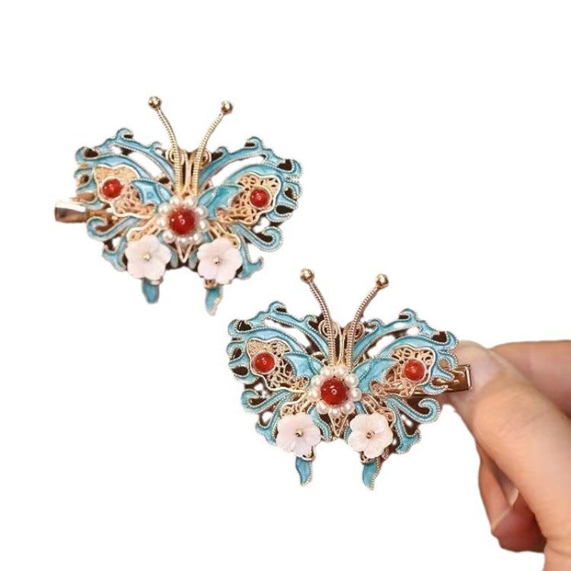 Hanfu Side Hair Clip Ming Song Style Qipao Accessory Enamel Lily Bell Hairpin