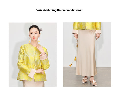 High-End Stylish Jacquard Tang Suit Inspired Top