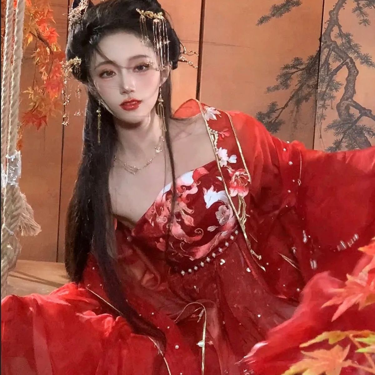 Myth Series Hanfu — Embroidered Large Sleeve Shirt & Hezi Skirt Set