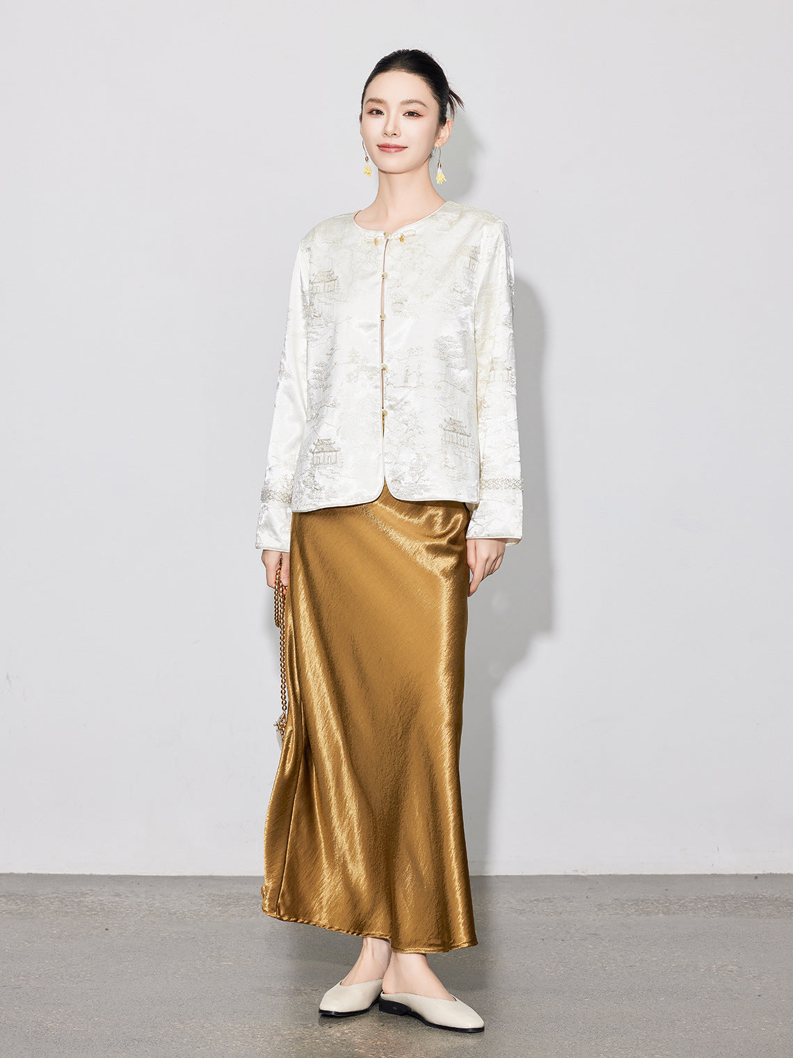 Elegant Satin Midi Mermaid Skirt, Slimming Design