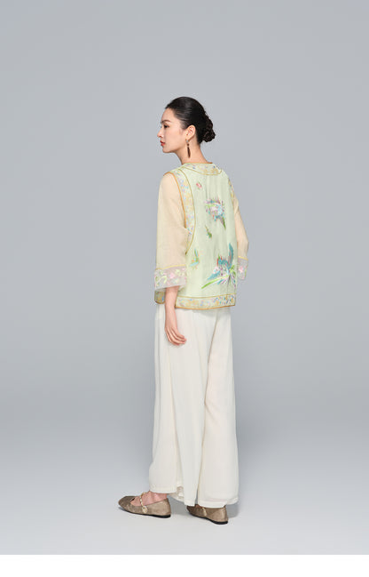 Elegant Silk Vest with Embroidery