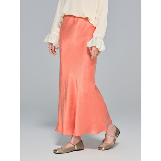 Autumn High-Waist Cupro Silk Skirt for Women