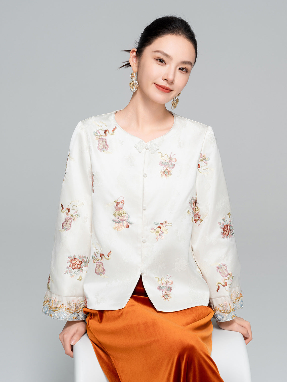 Elegant Embroidered Sequin Beaded Jacket for Women