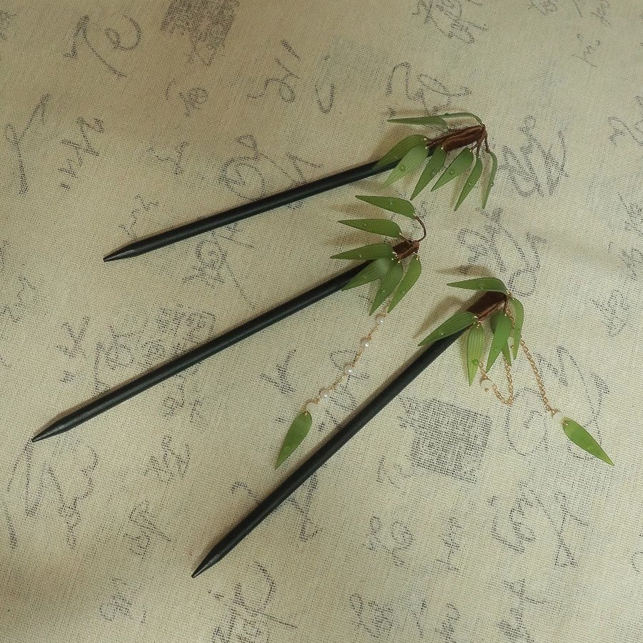 Bamboo Leaf Hairpin | New Chinese Style Tassel Hair Accessory for Women