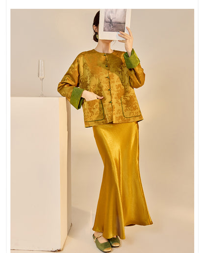 New Chinese Style Reversible Jacquard Elegant Top