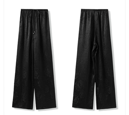 2026 New Chinese Style Elegant Acetate Wide-Leg Pants for Women