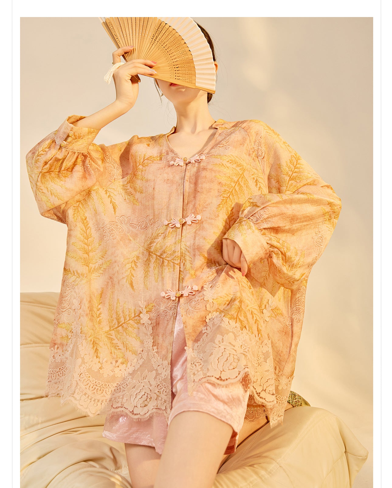 Autumn Chinese Style Lace Patchwork Shirt | Slim Embroidered V-Collar Top