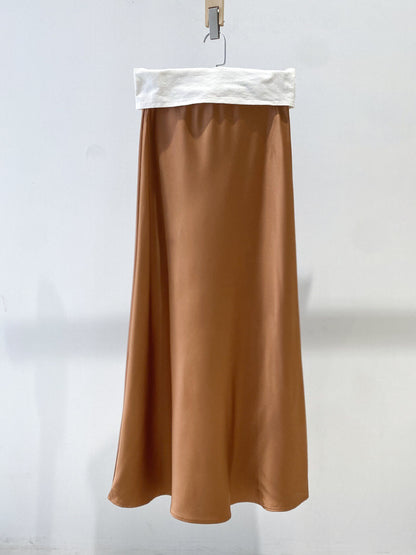 High-Waist Glossy Asymmetrical Mermaid Half Skirt