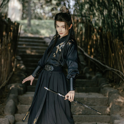 Men's Black Hanfu Wei Jin Swordsman Style Ancient Chinese Outfit