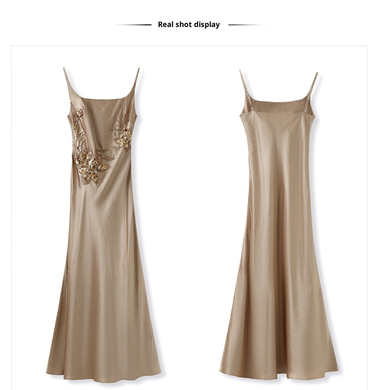 Elegant National Style Sequin Strap Dress | High-End Acetate Bodycon