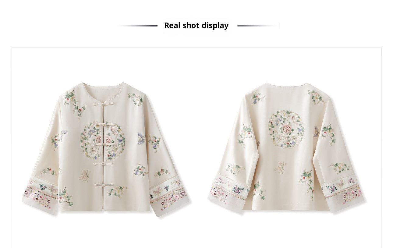 2026 Autumn New Chinese Style Printed Embroidered Acetate Coat for Women