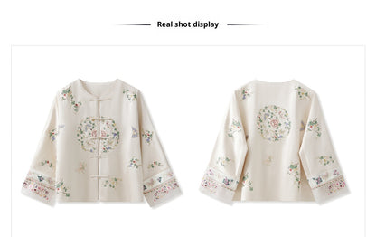 2026 Autumn New Chinese Style Printed Embroidered Acetate Coat for Women