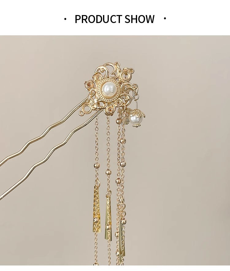 Elegant Pearl Hairpin | Chinese Style Cheongsam Back Hair Accessory