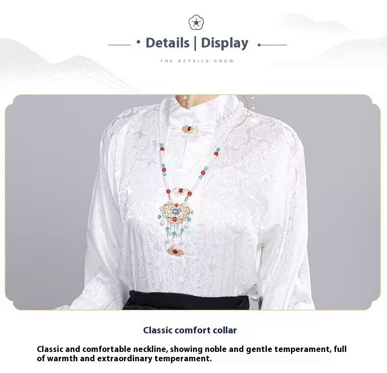 Ming Dynasty Hanfu Set — High Collar Shirt and Horse Face Skirt