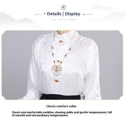 Ming Dynasty Hanfu Set — High Collar Shirt and Horse Face Skirt