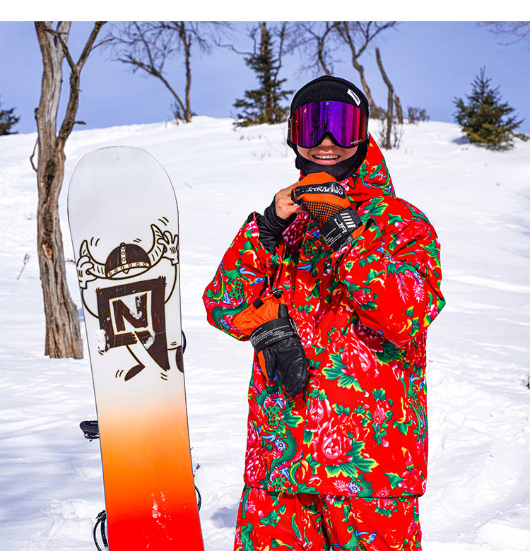 Northeast Large Floral Cotton Jacket Fleece Lined Warm Winter Coat