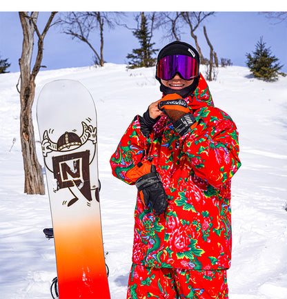 Northeast Large Floral Cotton Jacket Fleece Lined Warm Winter Coat