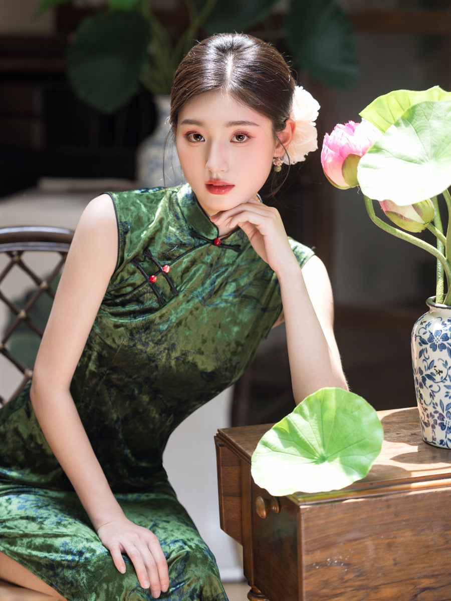 New Chinese Style Qipao – Classy Vintage Green Dress