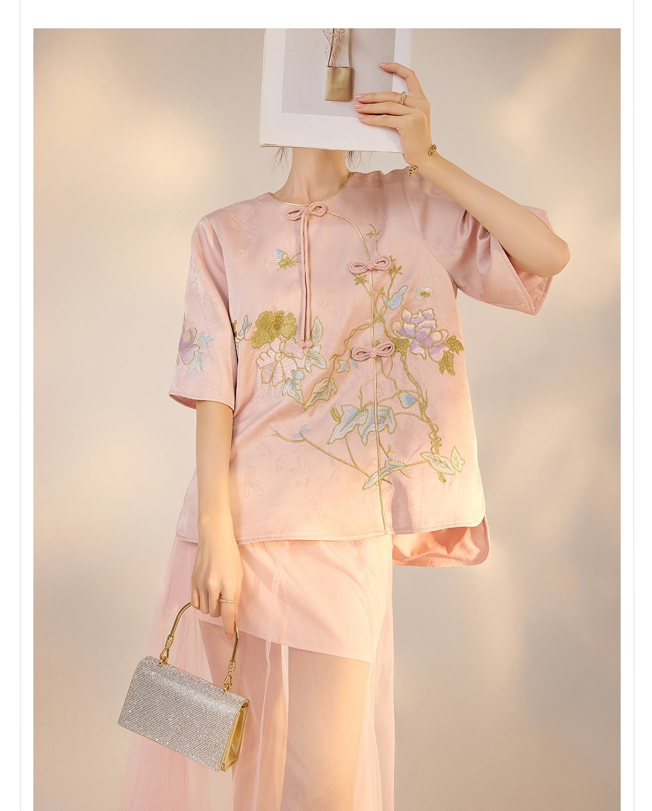 Summer New Chinese Style Embroidered Printed Top and Skirt Set