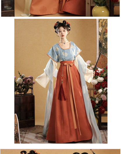Tang Dynasty Hanfu Set — Beizi Shirt & Eight-Panel Waist Skirt