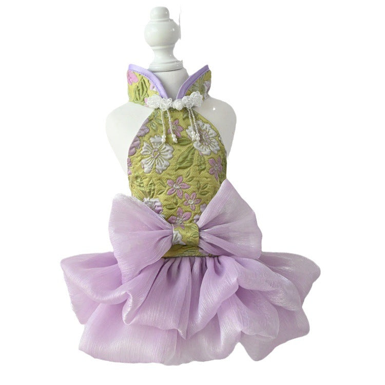 Chinese Style Pet Cheongsam Princess Style Tang Suit Dog Cat Dress Teddy Bichon Clothes