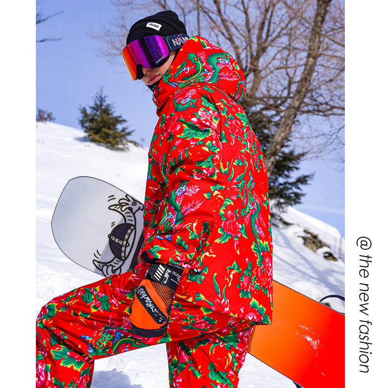 Northeast Large Floral Cotton Jacket Fleece Lined Warm Winter Coat