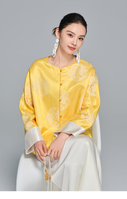 Light Mulberry Silk Jacquard Jacket for Women