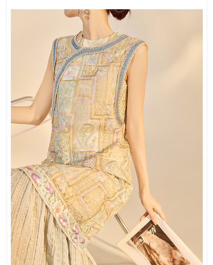 High-End Summer Dress for Women |New Chinese Style Embroidered Long Dress