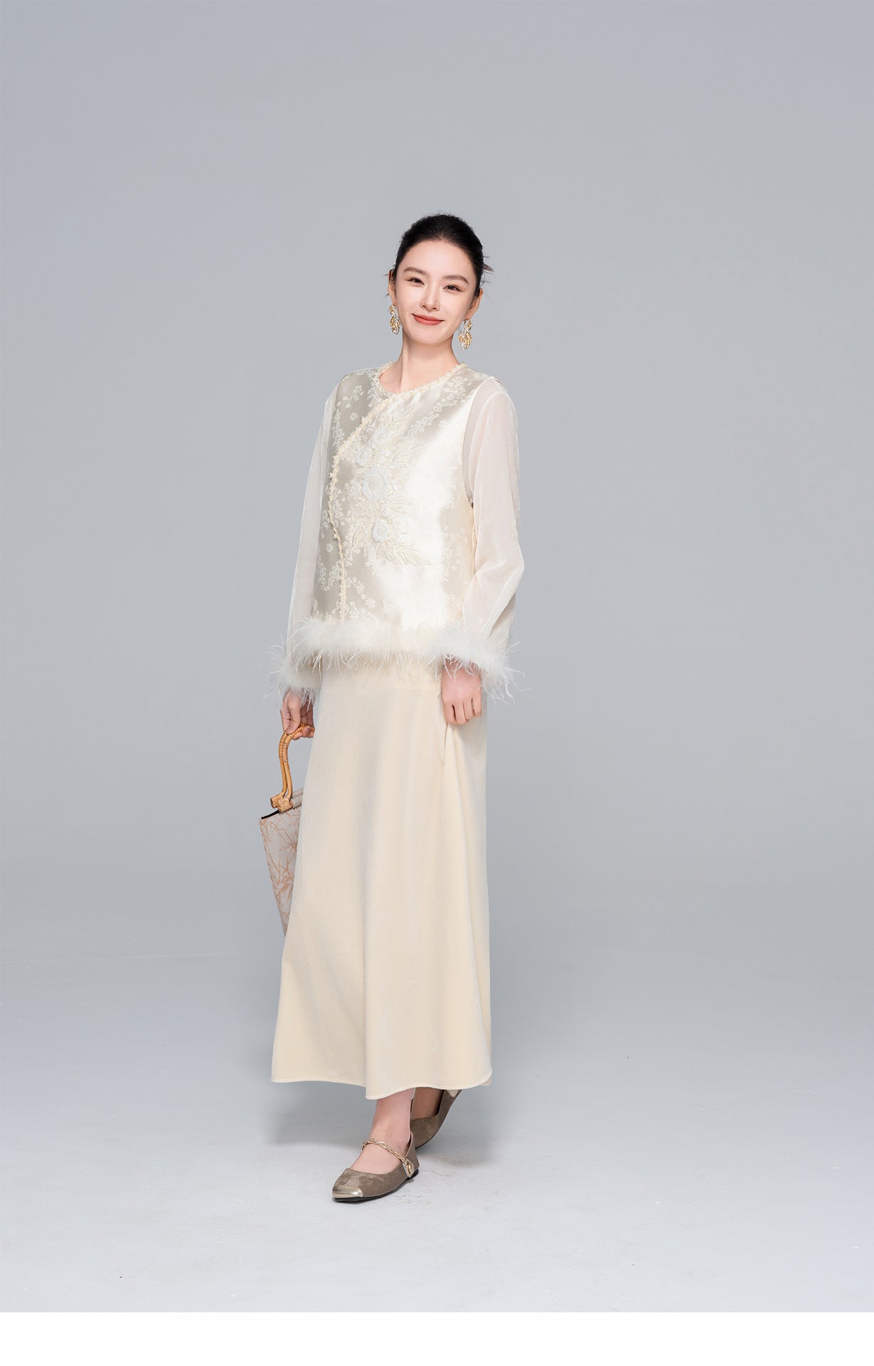 National Style Feather and Sequin Vest for Women