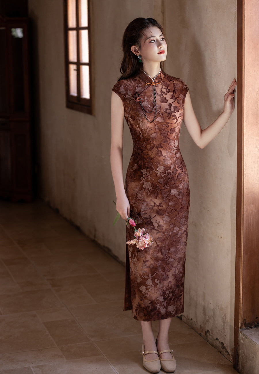 New Chinese Style Cheongsam – Blue Elegant Daily Dress