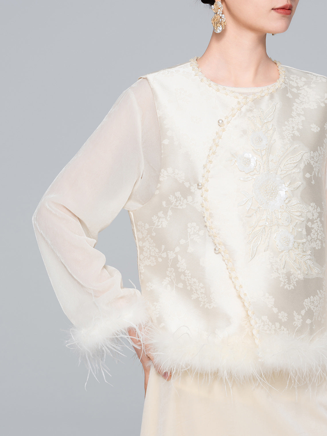 National Style Feather and Sequin Vest for Women