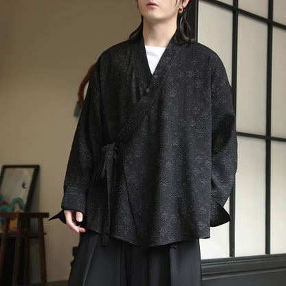 Mens Chinese Style Cardigan Hanfu Button Up Cotton Linen Jacket