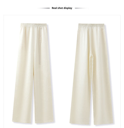 New Chinese Style High-Waist Wide-Leg Acetate Pants for Women