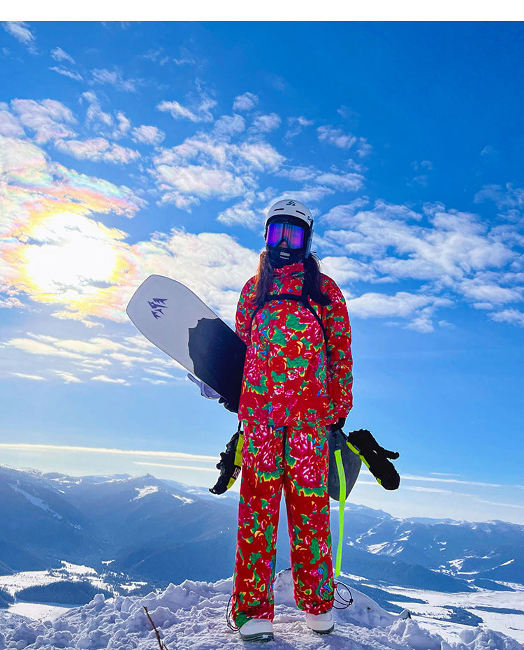 Northeast Floral Ski Suit Waterproof Jacket & Pants for Skiing
