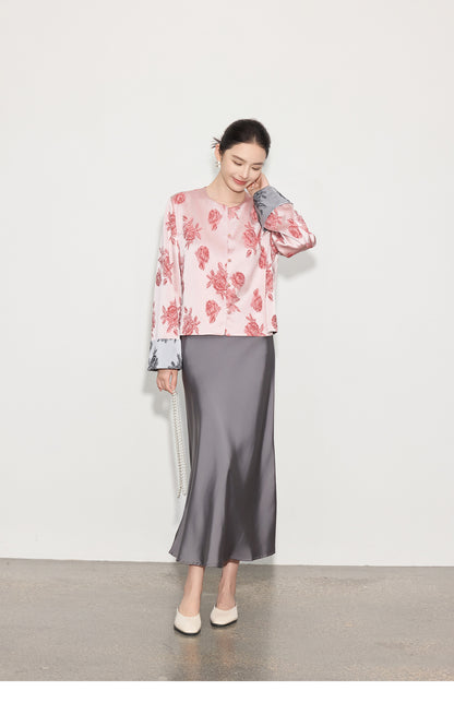 2026 Spring Summer Satin Jacquard Elegant Jacket for Women