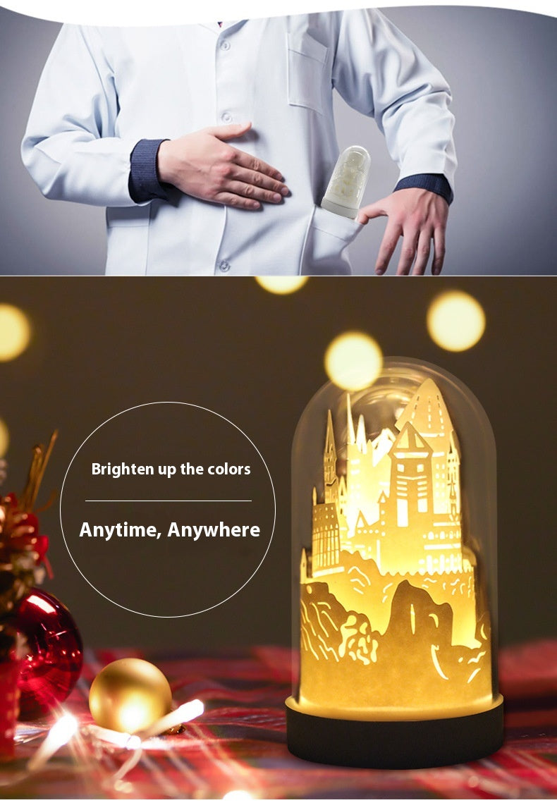 DIY 3D Paper Carving Lamp Handmade Panoramic Night Light