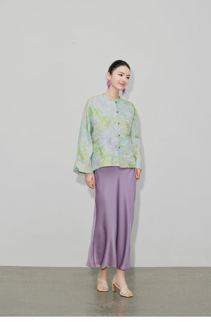 Purple Gradient Jacquard Shirt Jacket for Women