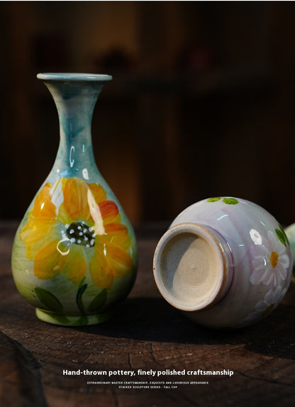 Jingdezhen Handmade Ceramic Vase — Oil Painting Style Small Home Decor