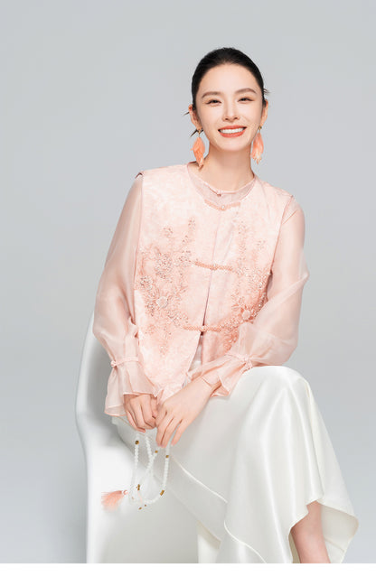 Sophisticated Sleeveless Retro Silk Vest