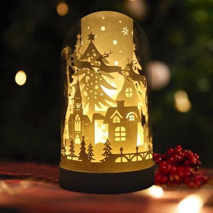 DIY 3D Paper Carving Lamp Handmade Panoramic Night Light