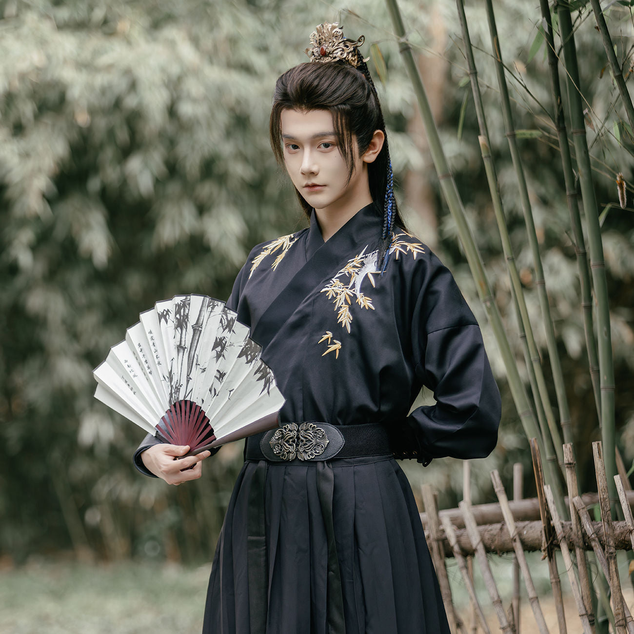 Men's Black Hanfu Wei Jin Swordsman Style Ancient Chinese Outfit