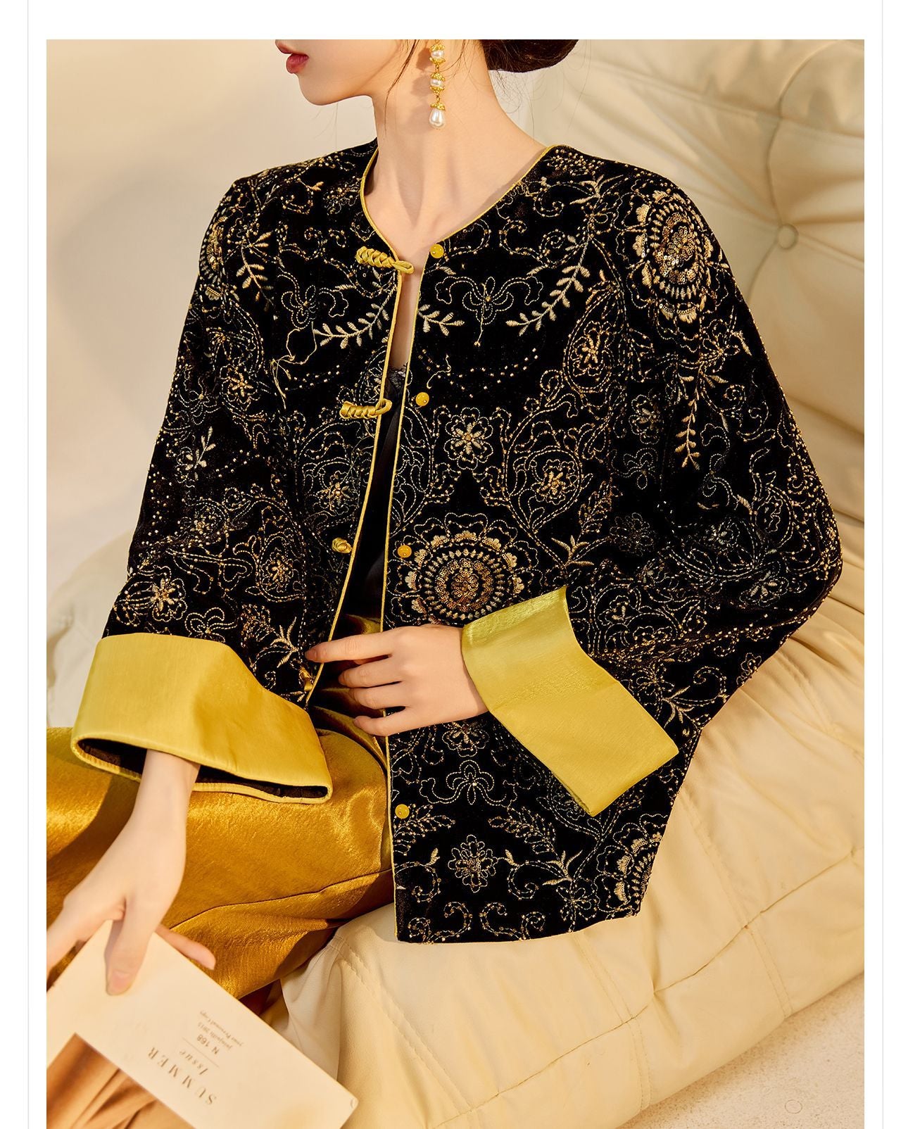 Retro Sequin Embroidered Zen Chinese Style Autumn Jacket