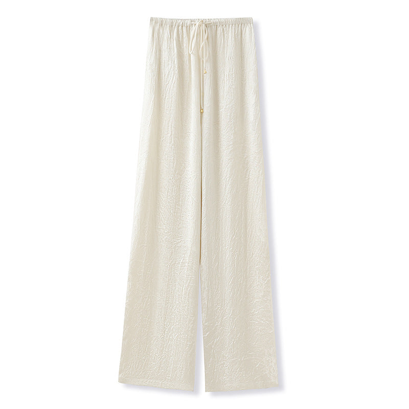 2026 New Chinese Style Elegant Acetate Wide-Leg Pants for Women