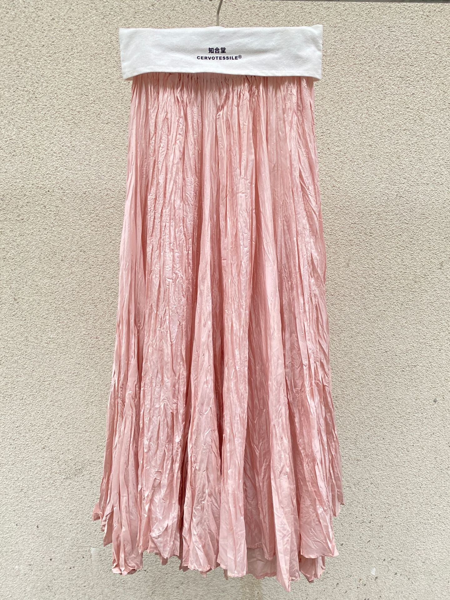 High-Waist Pleated Midi Skirt with Elastic Waist