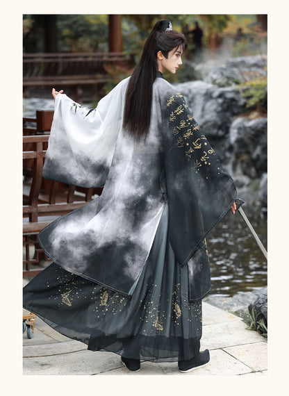 Unisex Jin Dynasty Hanfu Cross Collar Top Daily Wear Ancient Style
