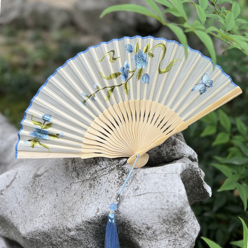 Handmade Suzhou Embroidery Folding Fan — Chinese Style Craft Gift