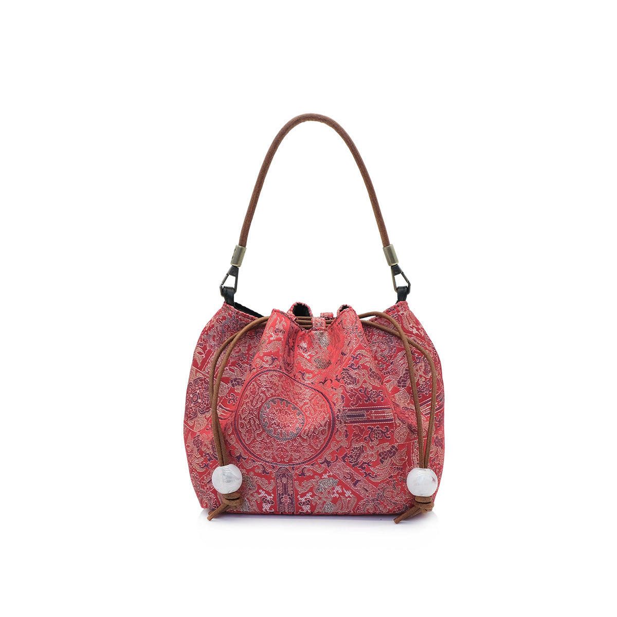Creative Song Brocade Bucket Bag — New Chinese Style Hanfu Handbag for Women