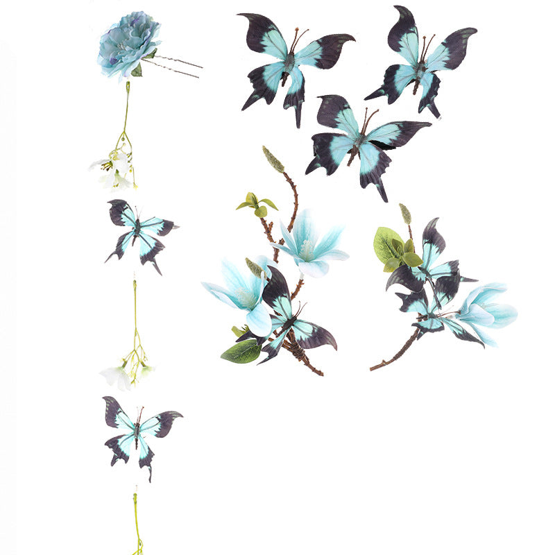 Ancient Style Magnolia Flower Hairpin Fairy Tassel Braided Hanfu Accessory