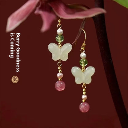 Chinese Style Butterfly Earrings — Hanfu Accessories Long Dangle Earrings
